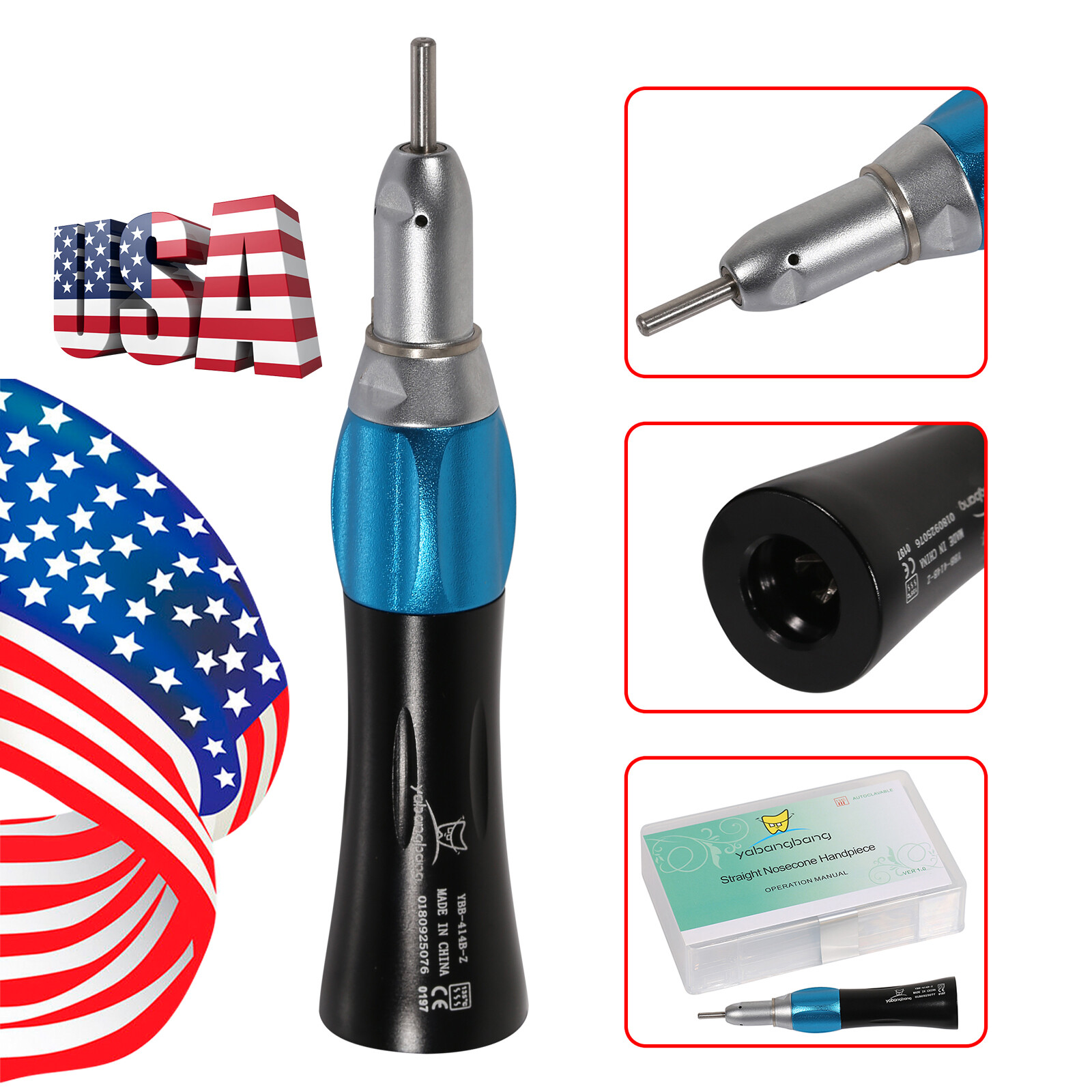 1:1 Surgical Handpiece Straight Nosecone External Spray Black Dental