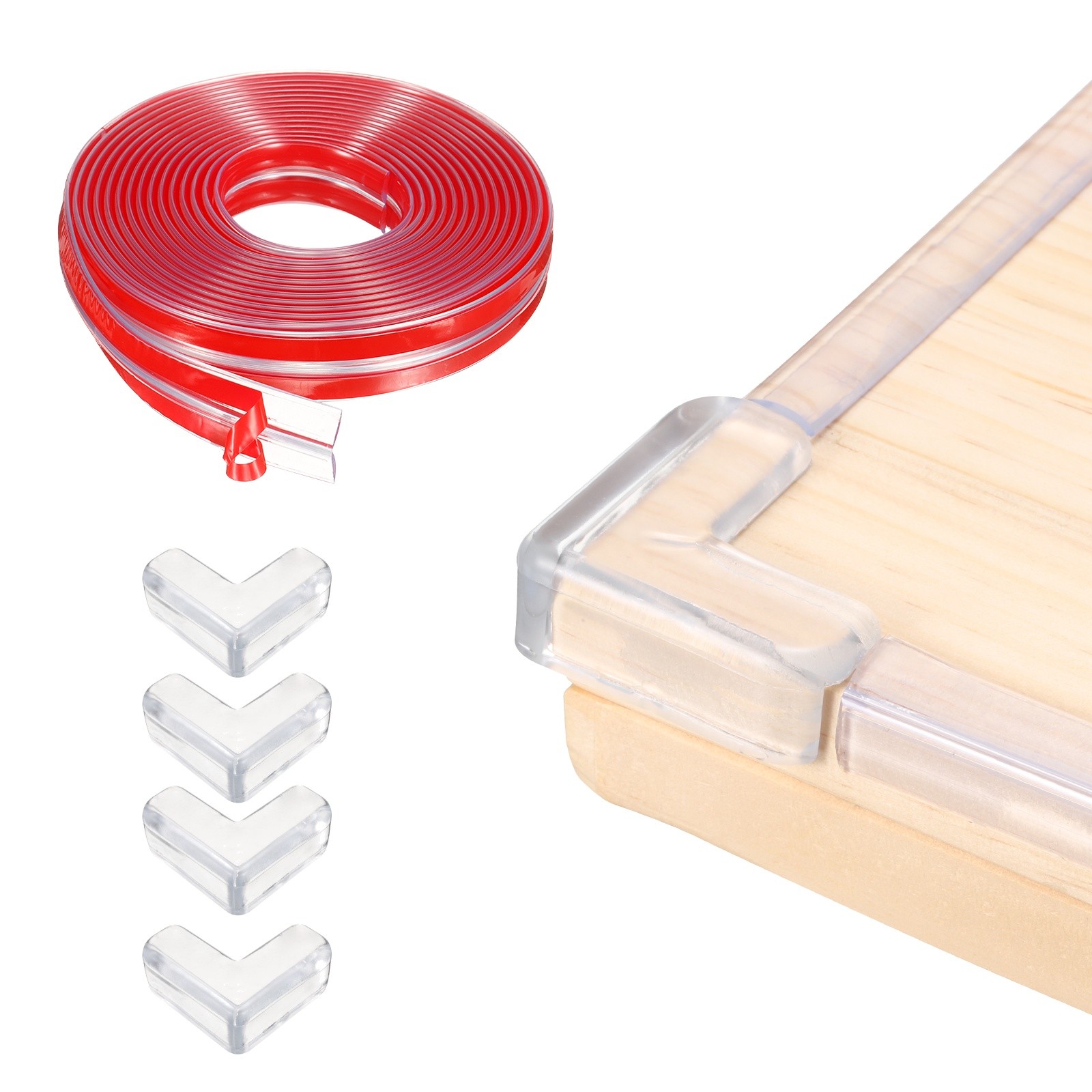 13.1ft (4M) x 0.4″ (10MM) Clear Furniture Corner Guard with 4 Corners Guards