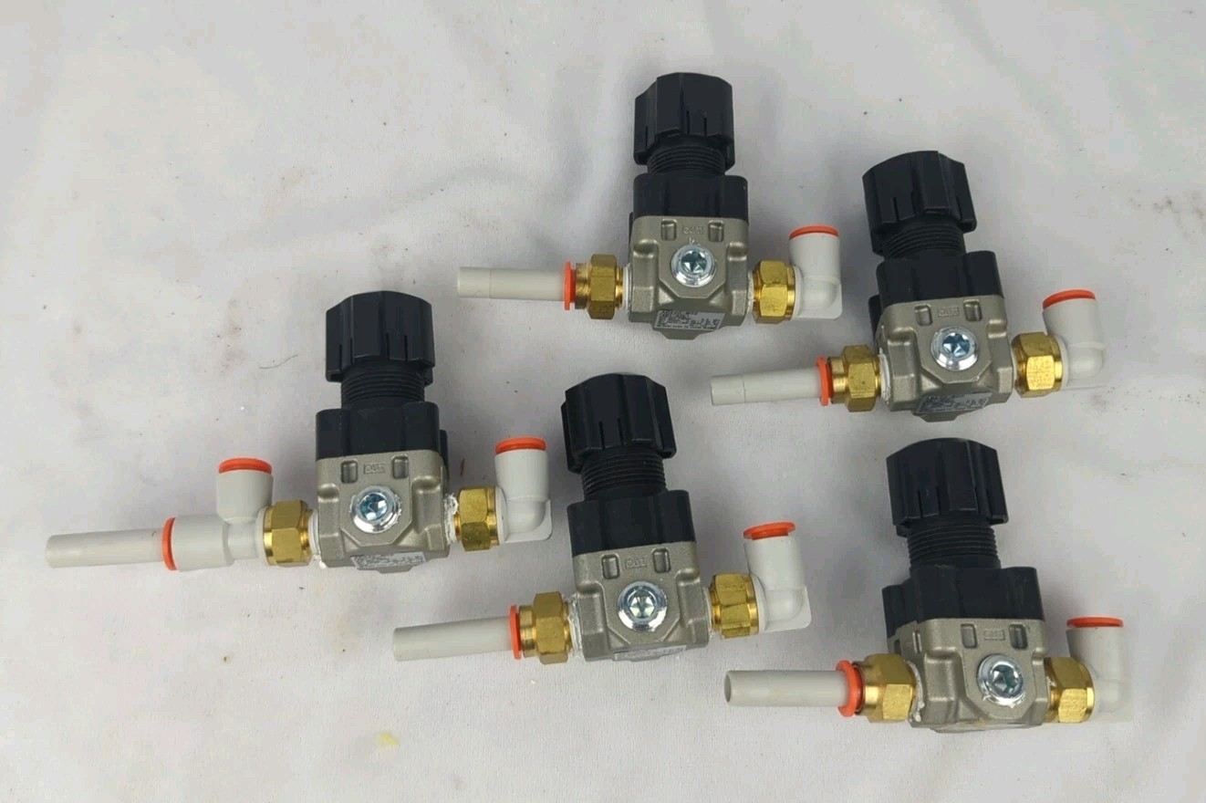 Lot of 5 SMC ARX20-N02 / ARX20N02 w/ push to connect 3/8 elbow and tee New Other