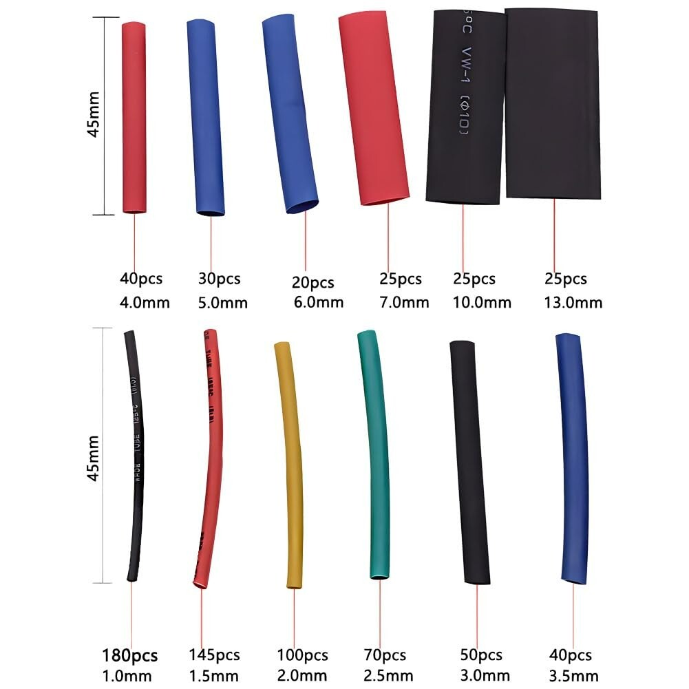 750Pcs Heat Shrink Tubing Kit Wire Shrink Wrap Tubing Shrink Ratio 2:1