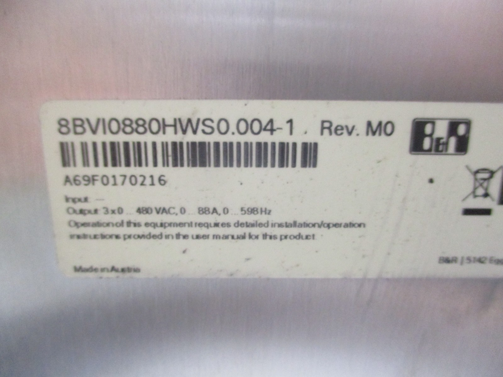 B&R ACOPOS Multi I0880S 8BVI0880HWS0.004-1 SERVO DRIVE