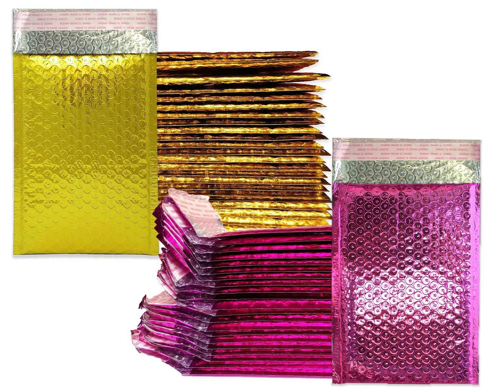 4×8 Honey Pot Gold & Pink Metallic BUBBLE MAILER Combo Padded Business Envelopes