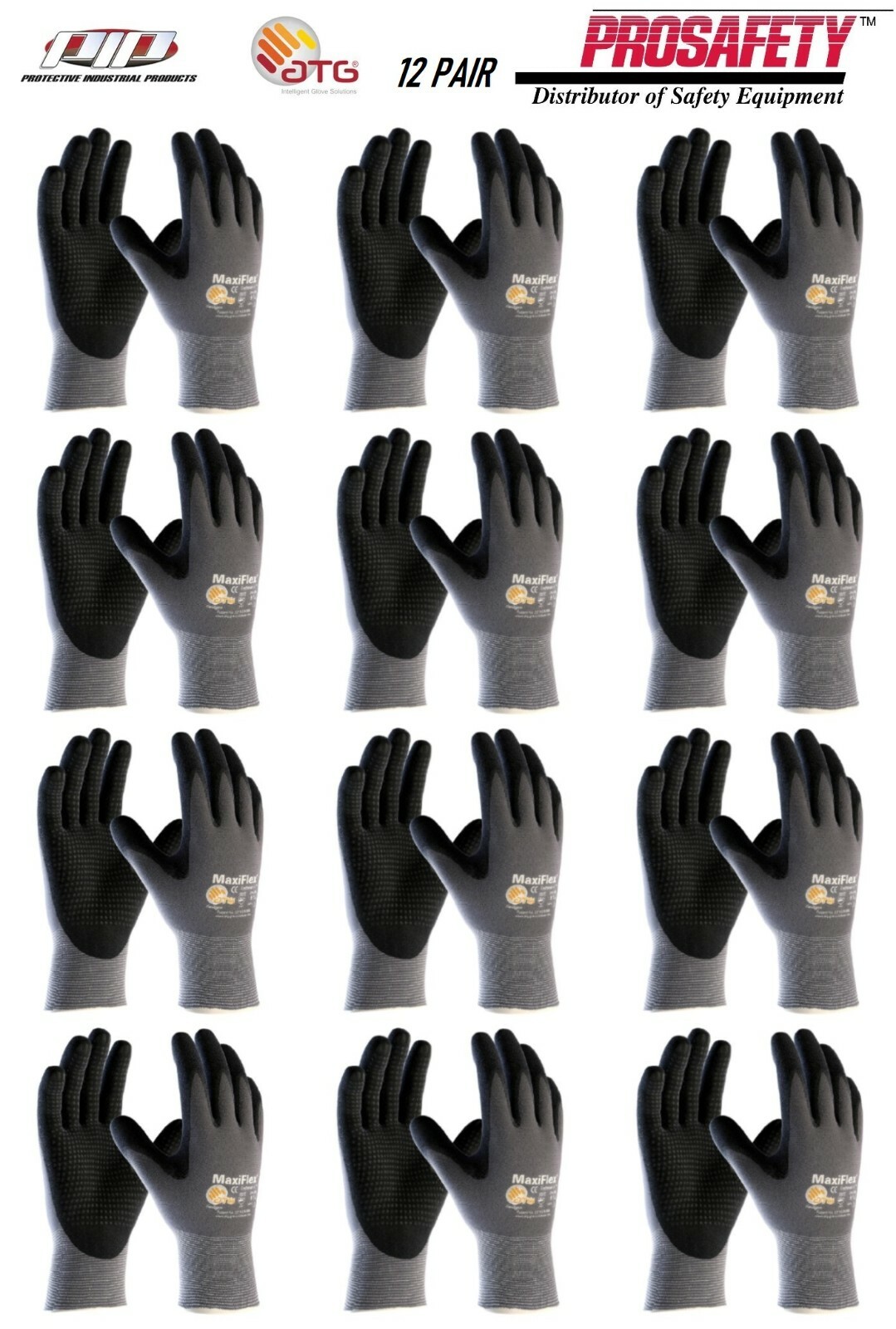 12- 34-844 MaxiFlex Nitrile Grip Foam Dotted Palm Coated PROTECTIVE WORK GLOVES