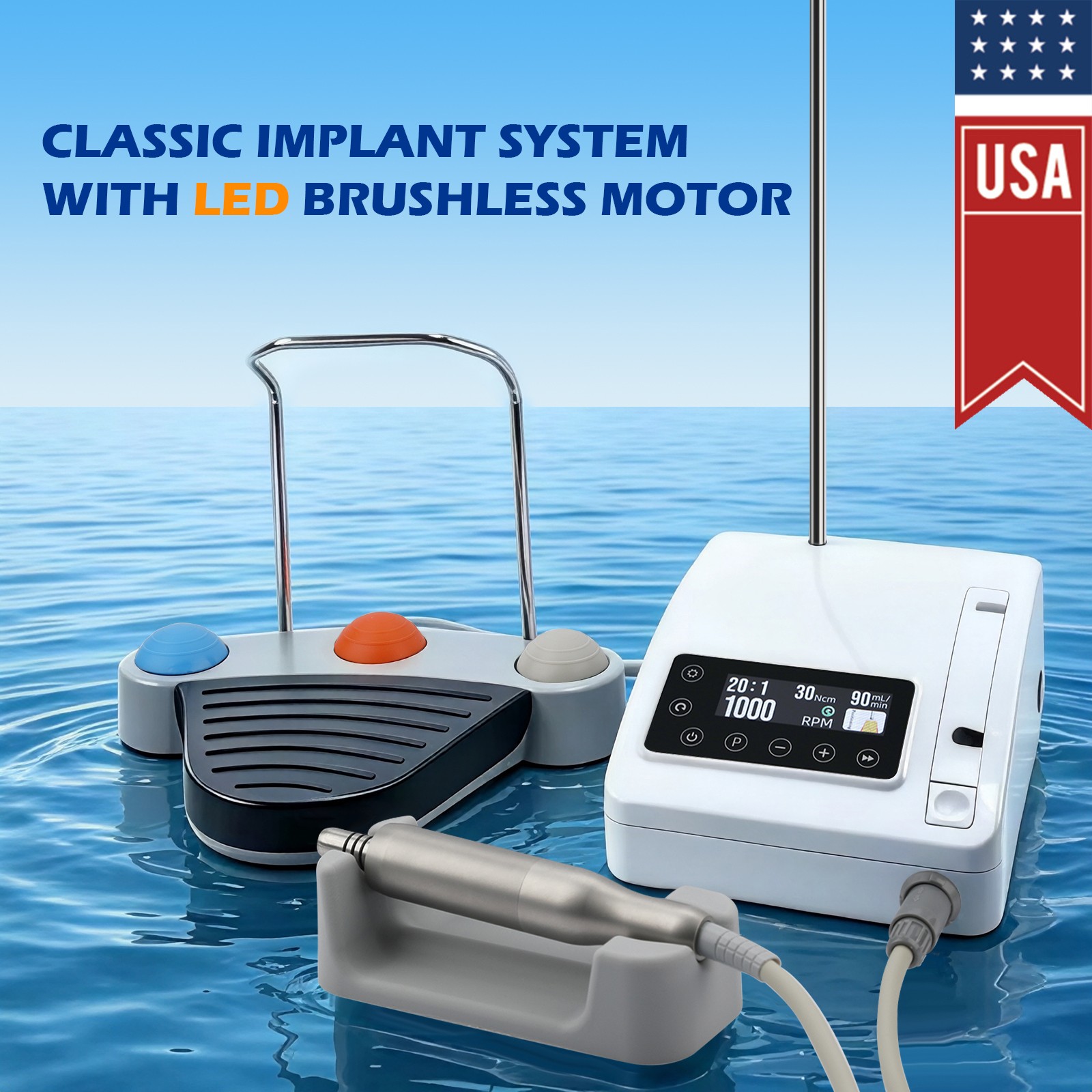 Mini Dental Implant System Motor Surgical Brushless +20:1 Contra Angle Handpiece