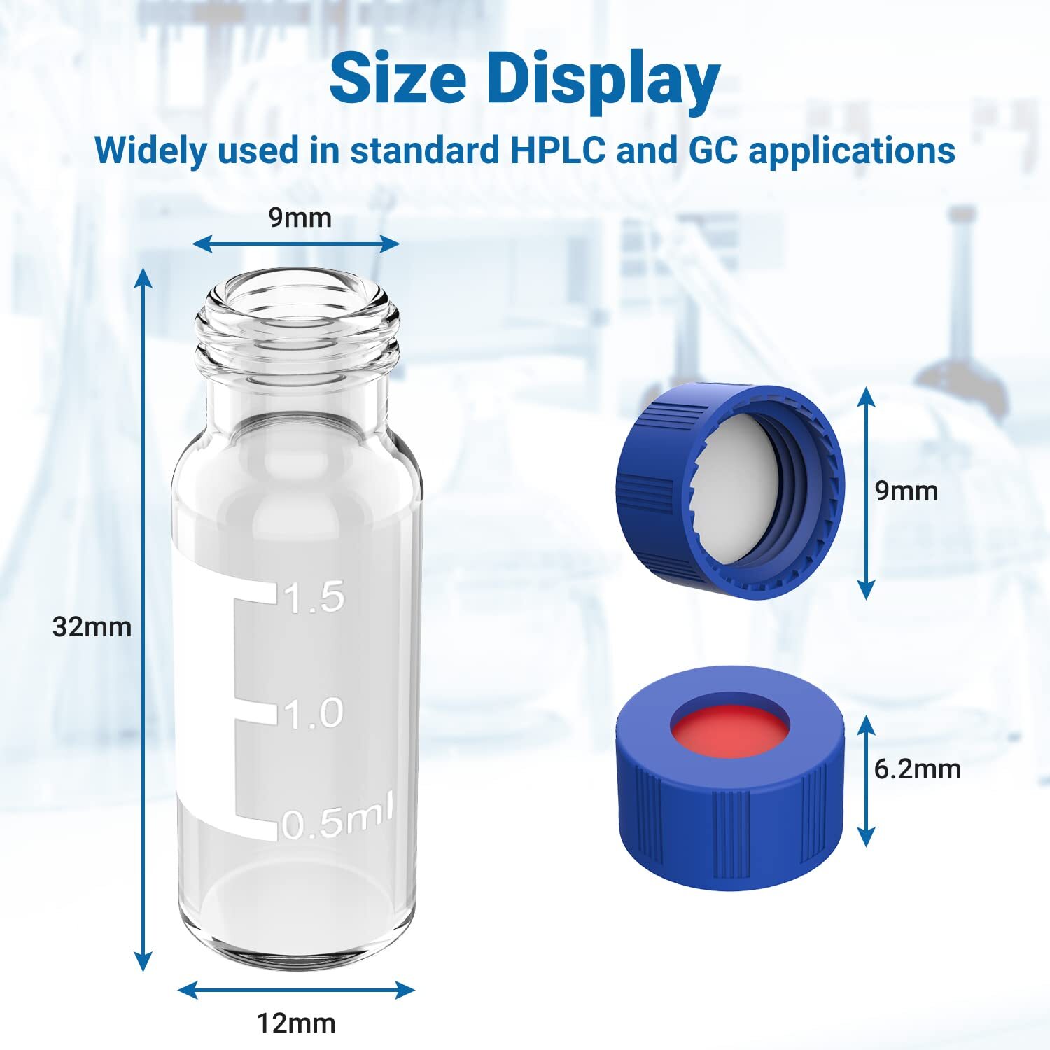 1000pcs Lab 2ml Autosampler Vials+Caps Clear Glass Bottle 9-425 Screw Thread Top