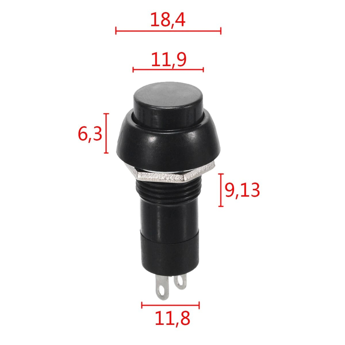 10x On/Off Push Button Bolt-On Switch Black Button Push-To-Make Self-Locking 12V