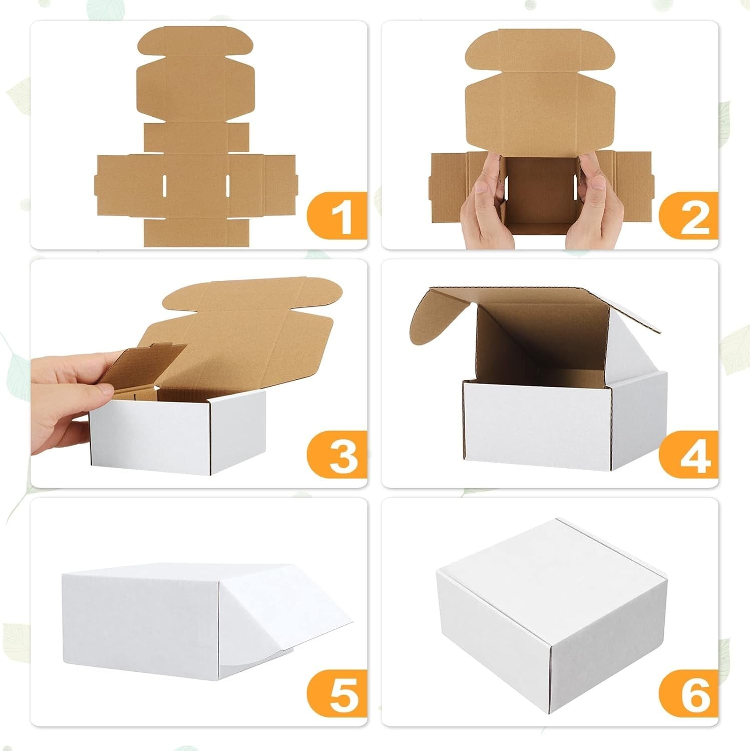 4x4x2″ Corrugated Box Mailers 50 Pack White Cardboard Small Shipping Boxes for M