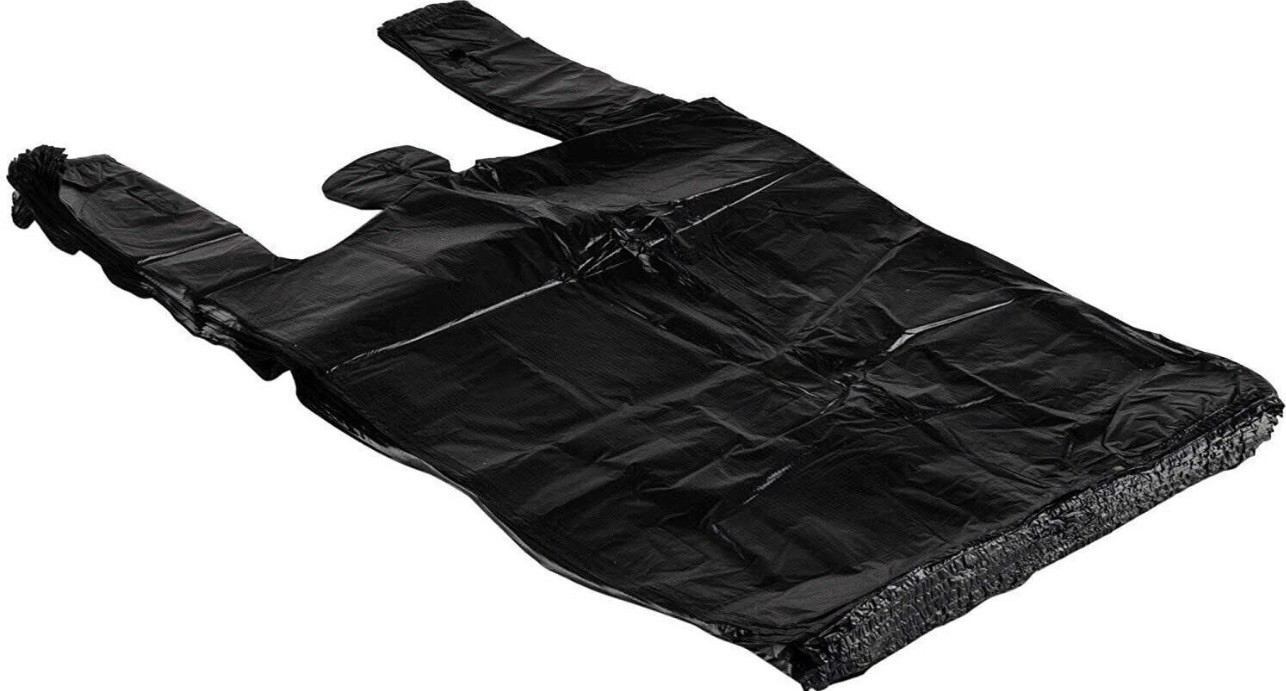 Bags 1/6 Large 21 x 6.5 x 11.5 Black THANK YOU T-Shirt Plastic Shopping Bags