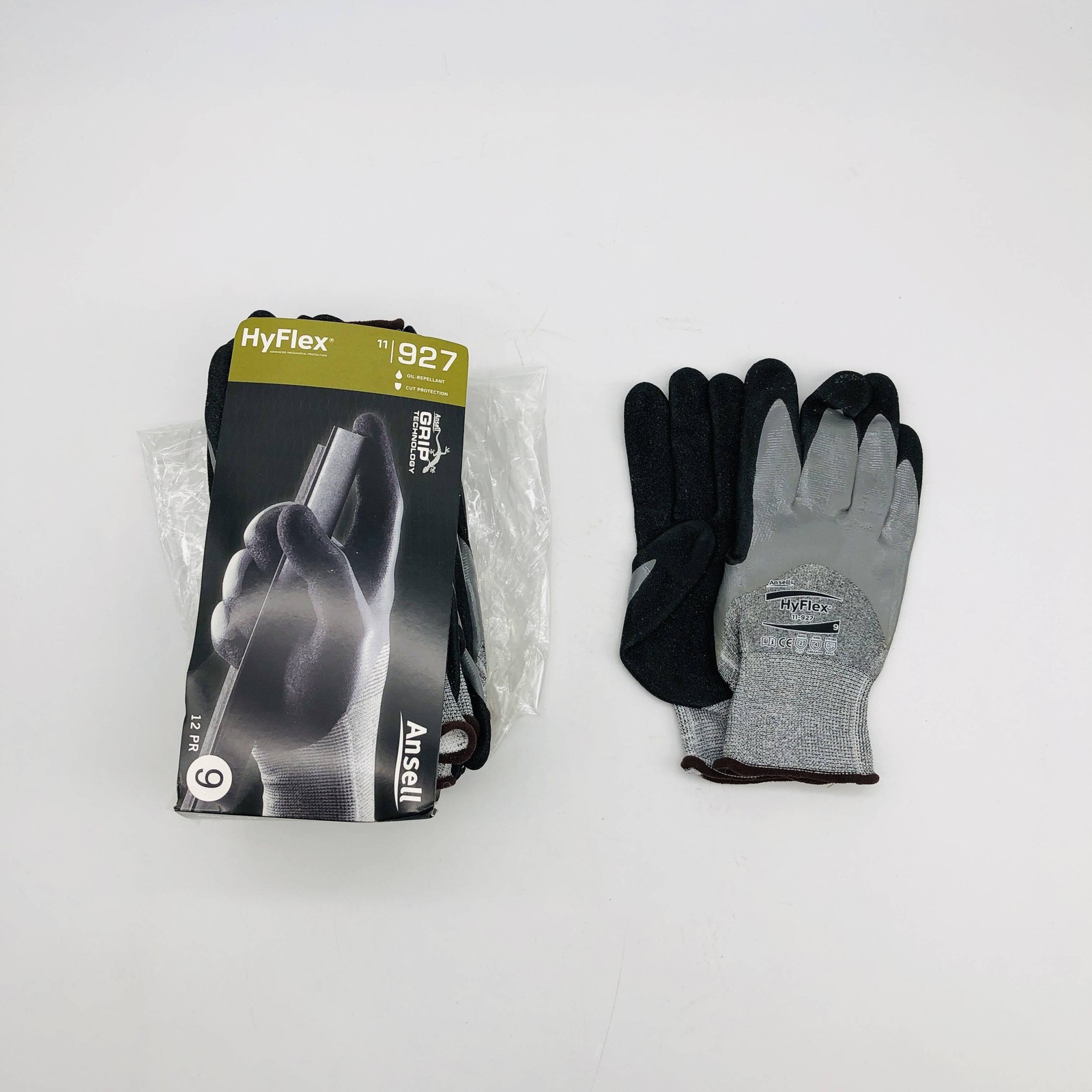 Ansell 11927 Work Gloves Size 9 Large Cut Resistant Nitrile Palm HPPE 12 Pairs