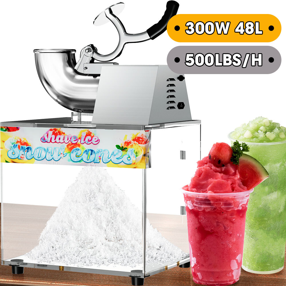 VNN 500LBS/H Commercial Snow Cone Machine Electric Ice Shaver Ice Crusher 48L