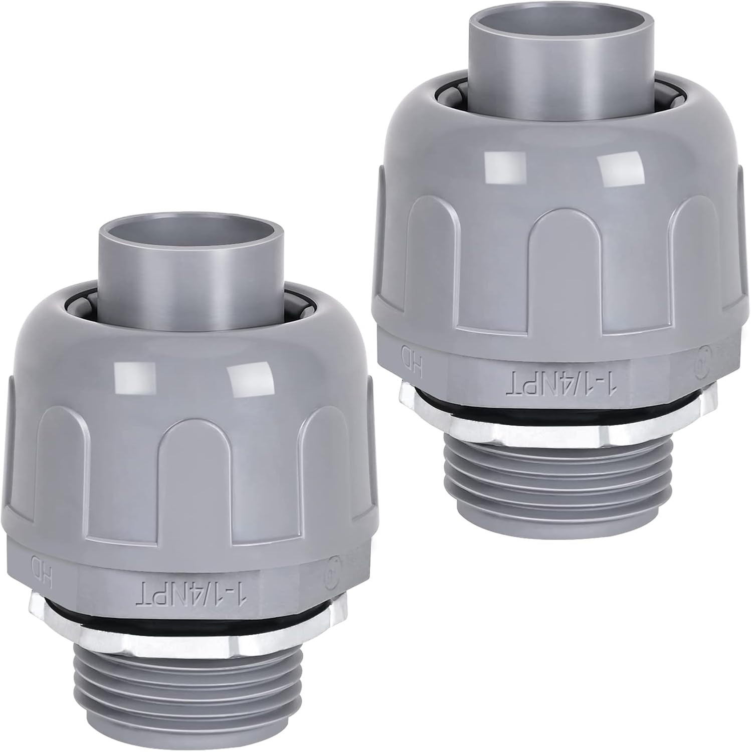 1-1/4 Liquid Tight Straight PVC Conduit Connector 2 Pack, Flexible Nonmetallic,