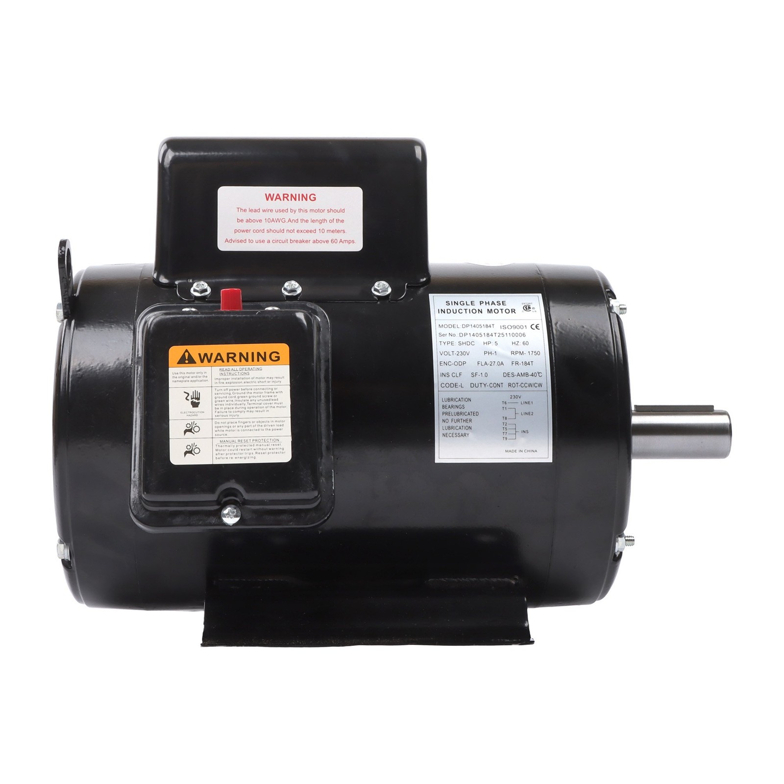 Compressor Motor 5HP Single Phase ODP 184T Frame 208-230V 60Hz Industrial