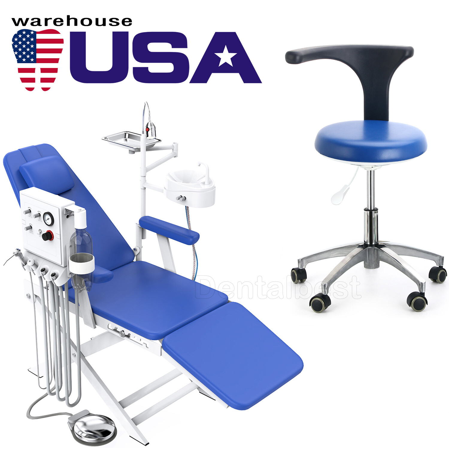 Portable Dental Chair silla dental portatil LED With Air Turbine + Dentist Stool
