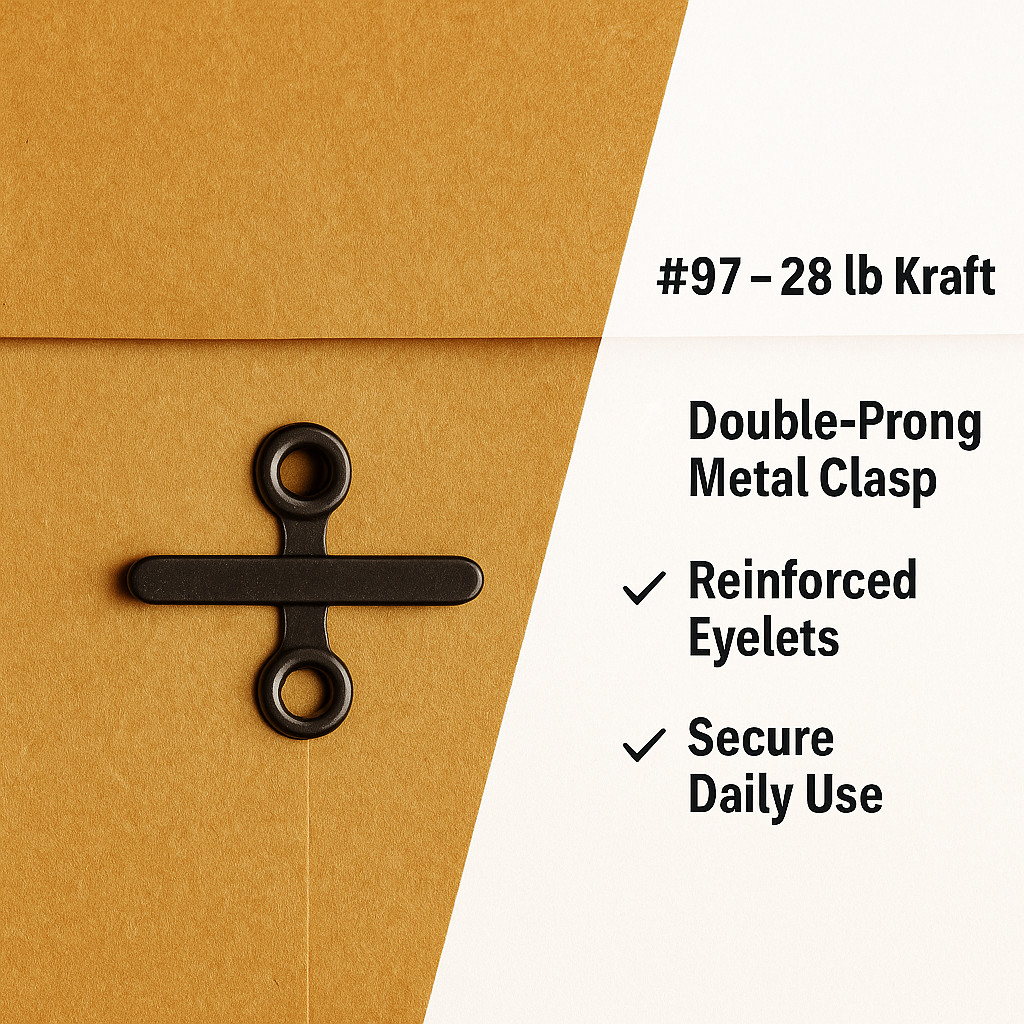Quality Park 10×13 Kraft Clasp Envelopes #97 Brown 28lb Metal Mailing 10-300
