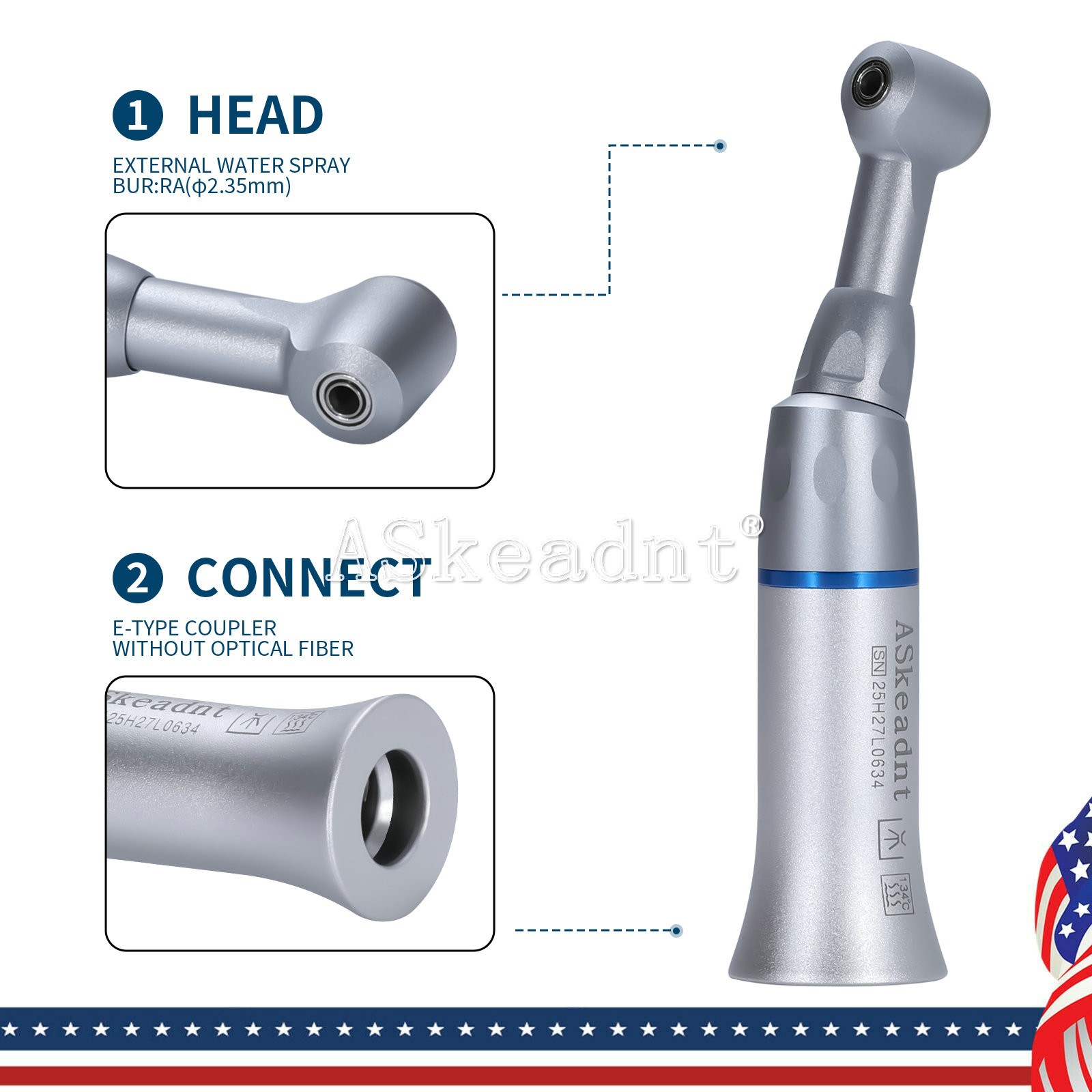 Dental Push Button Contra Angle Handpiece Slow Low Speed 1:1 E-type For NSK FDA