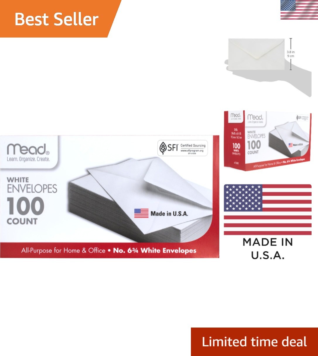 6 3/4 Inch White Gummed Flap Security Envelopes – 100 Count for Professionals