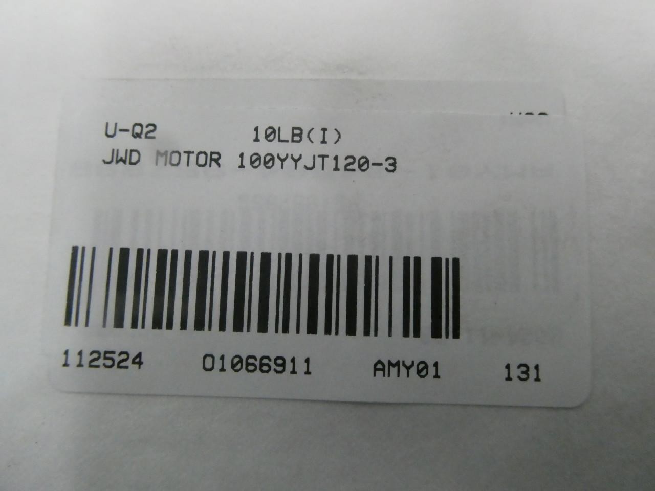 Jwd Motor 100YYJT120-3 Gearmotor 1300rpm 240v-ac