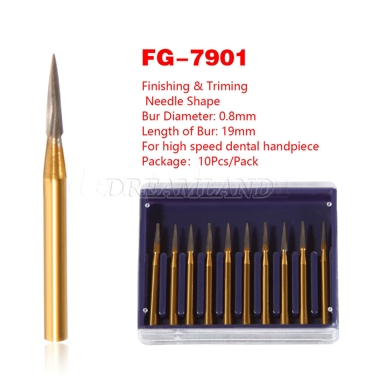 Dental Trimming / Finishing Drills Tungsten CARBIDE Burs Flame Shape FG7901