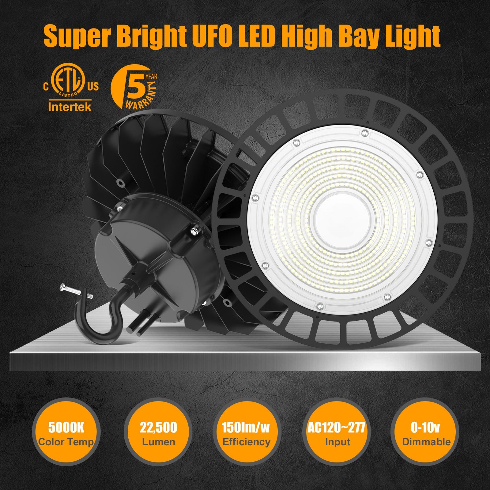 150W UFO Led High Bay Light Commercial Warehouse Garage Led Shop Light Dimmable