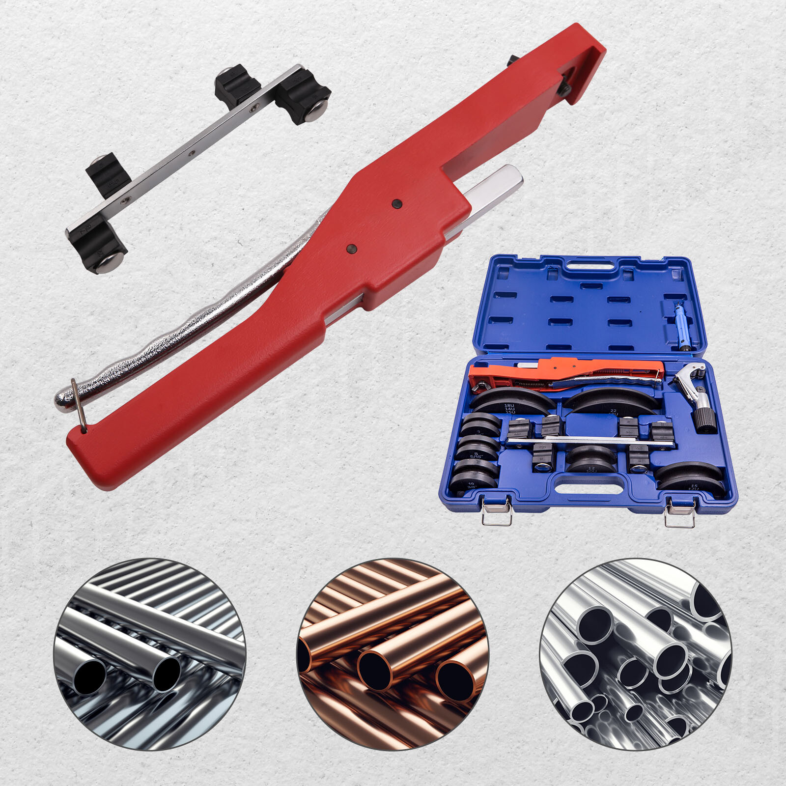Ratcheting Pipe Bender HVAC Refrigeration Tube Bending Heads Cutter Tool Kit New