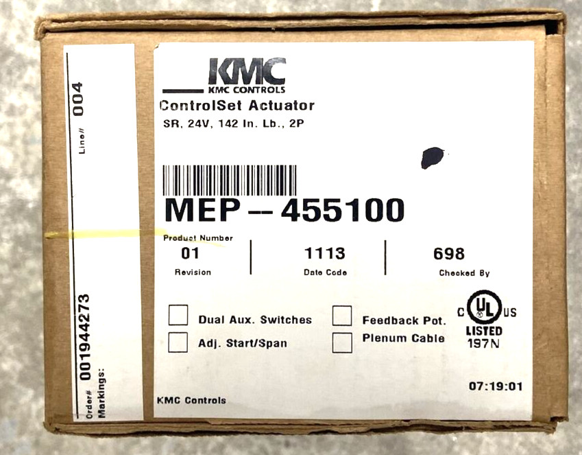 KMC MEP-455100 | 160 in.-lb; 2-POS; SR; 24V; 121