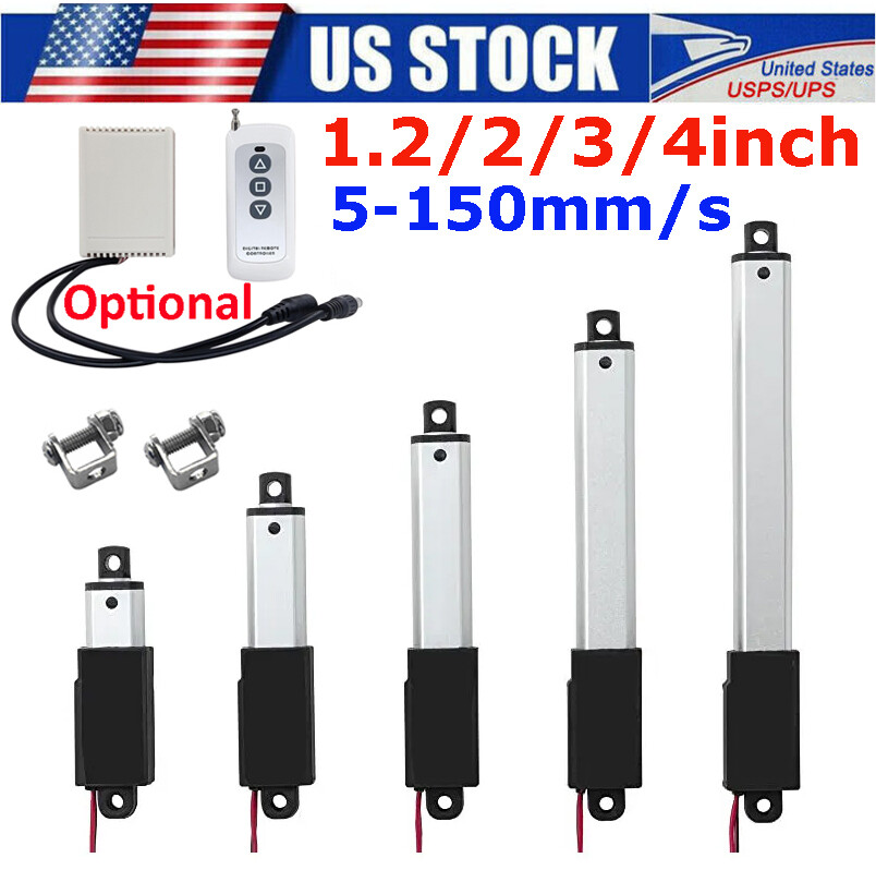 12V Electric Micro Linear Actuator 1.2″ 2″ 3″ 4″ Stroke Fast Speed Up To 6inch/s