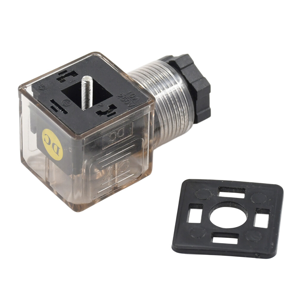 DIN 43650 AC Type-A 3 Prong Solenoid Connector Plug LED Indicator 110 V 220 VAC
