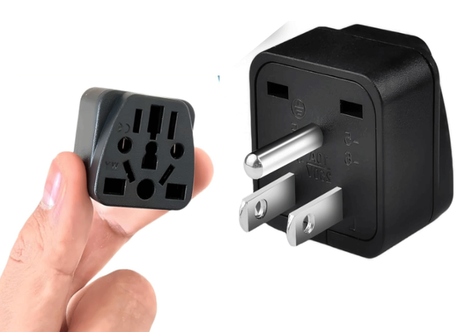 2 Pack US Travel Plug Adapter, EU,AU,UK,CN,to USA(Type B),Grounded 3 Prong #359