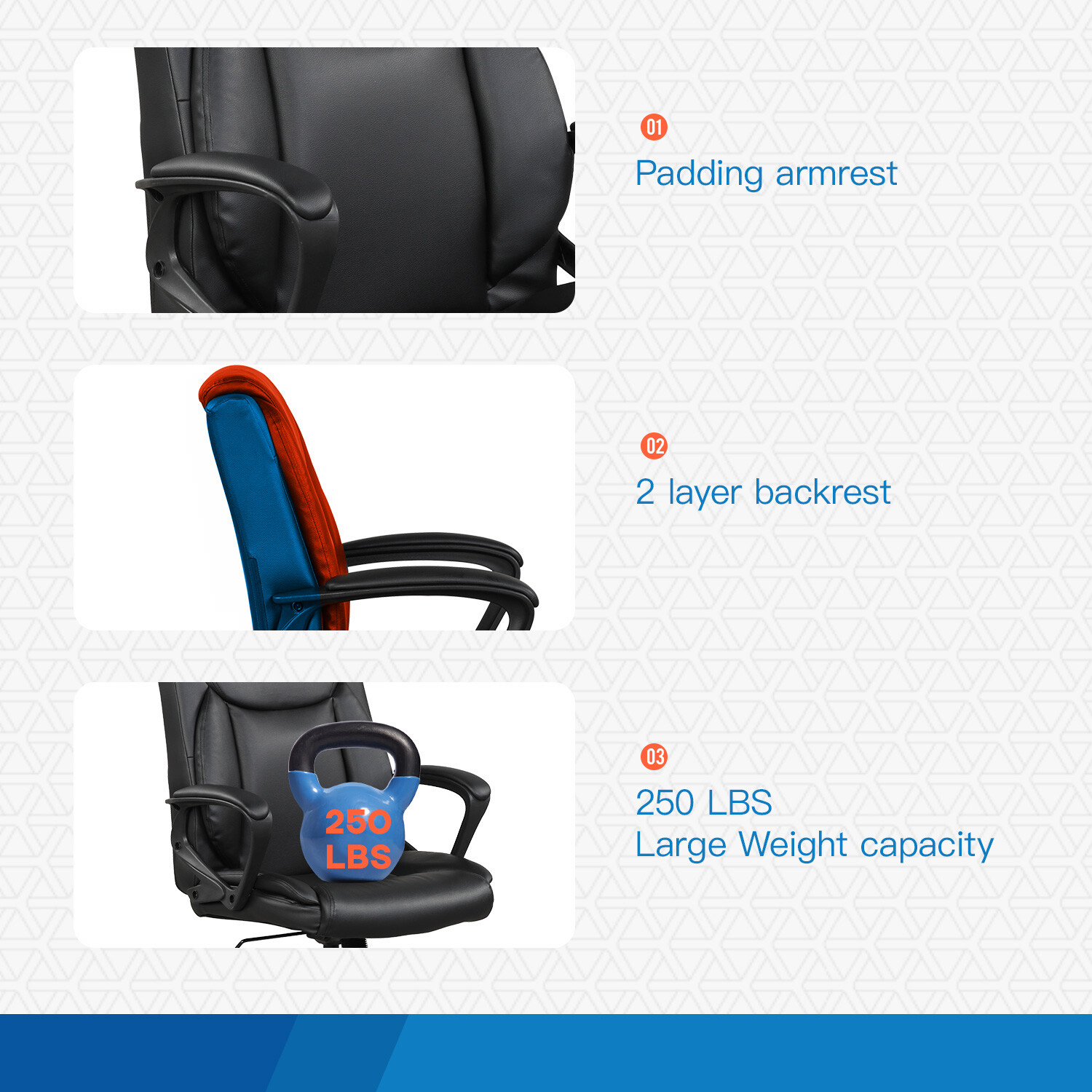 Home Office Chair Ergonomic Desk Chair PU Leather Task Chair