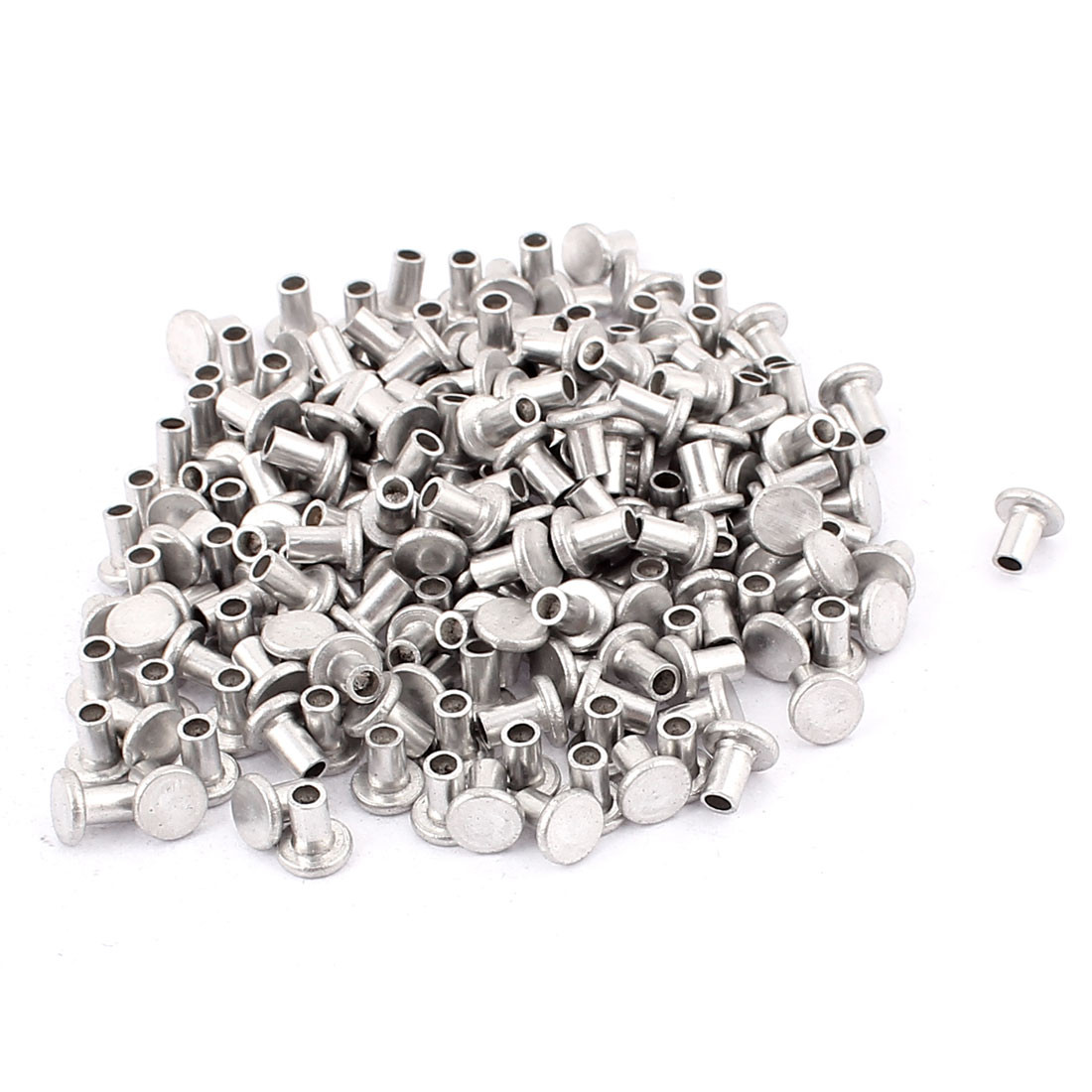 200 Pcs M4 x 6mm Aluminum Flat Head Semi-Tubular Rivets Silver
