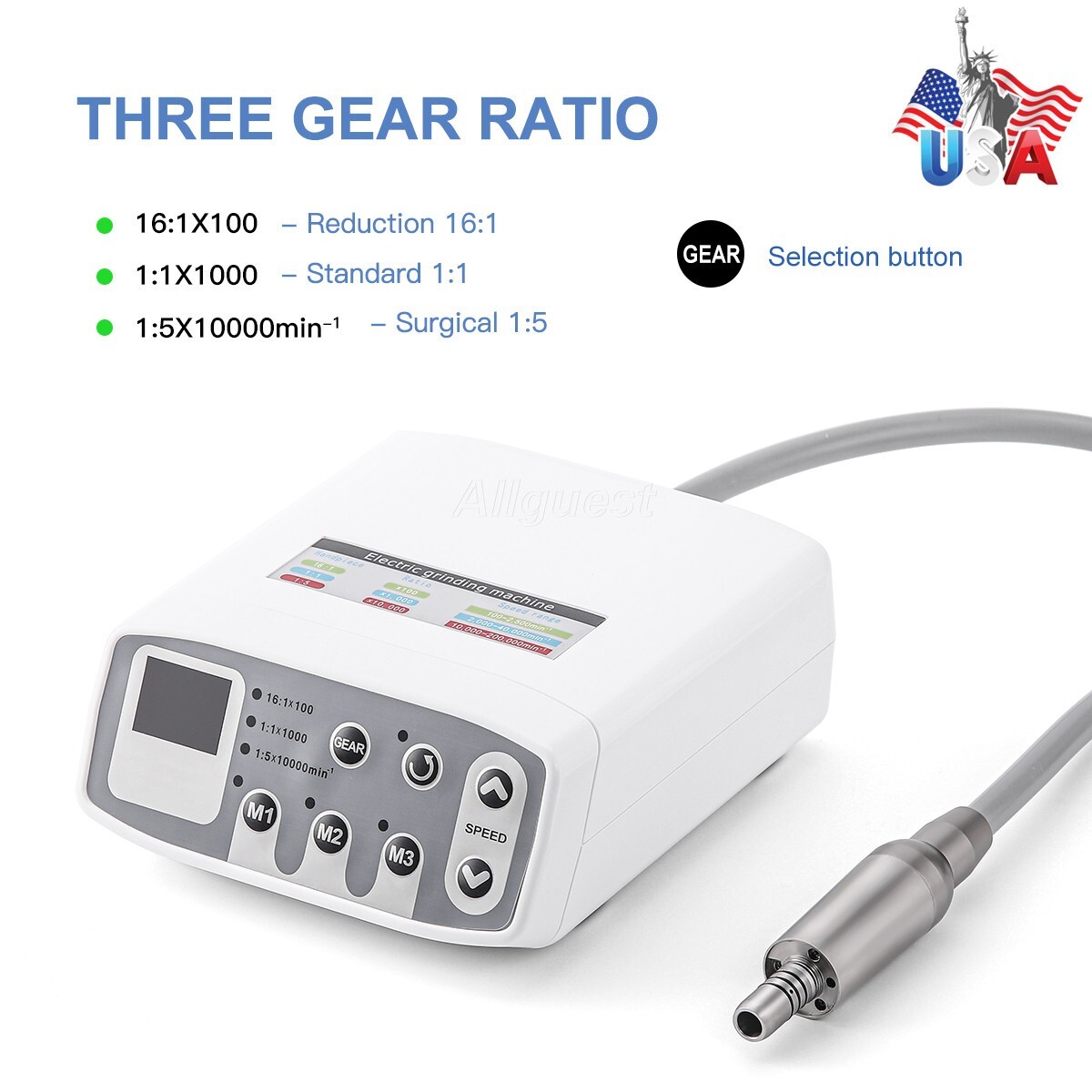 Dental Brushless LED Electric Micro Motor Internal Spray E-type 1:1/1:5/16:1 USA
