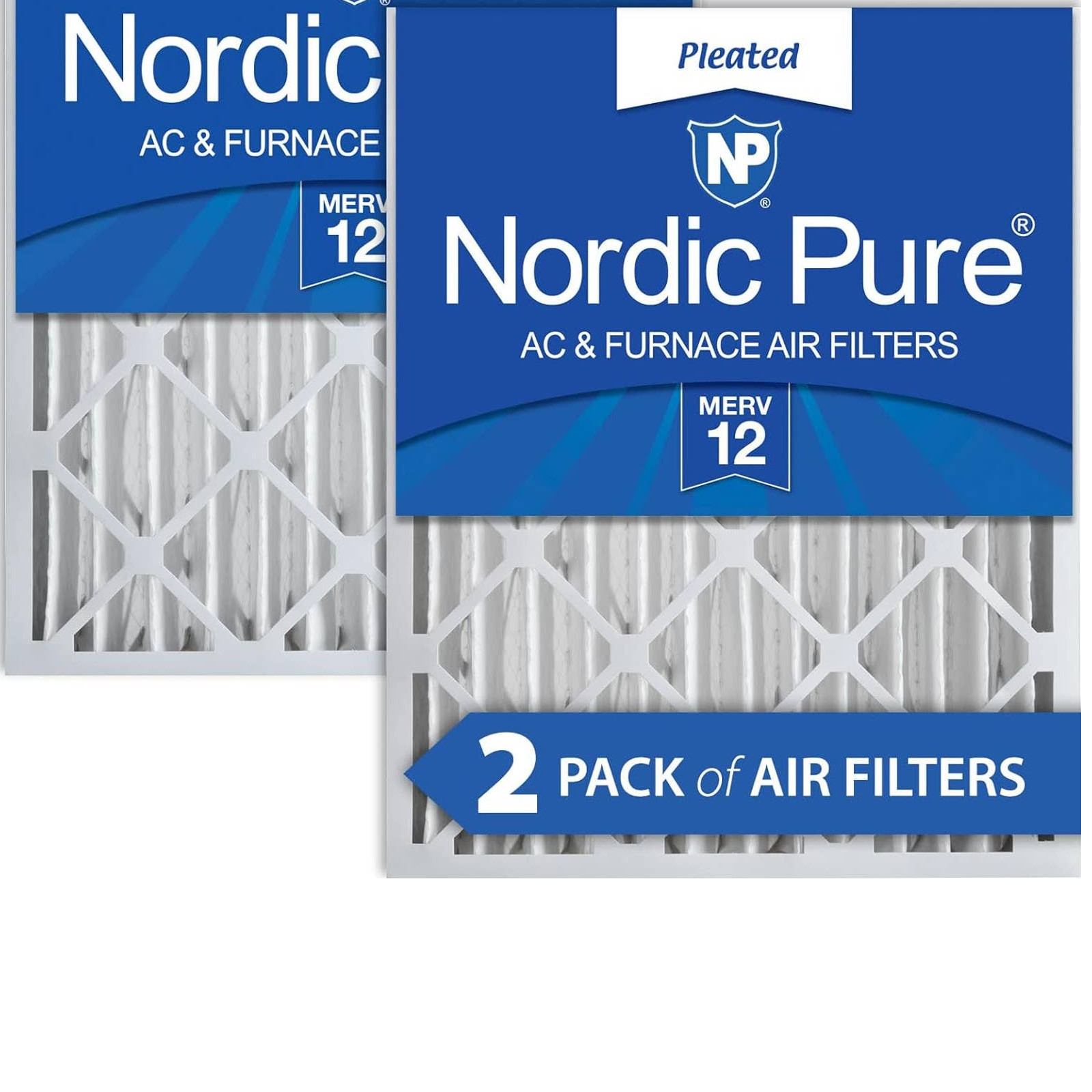 Nordic Pure 20x25x4 (19-1/2 x 241/2 x 3-5/8) Pleated MERV 12 Air Filters 2-Pack
