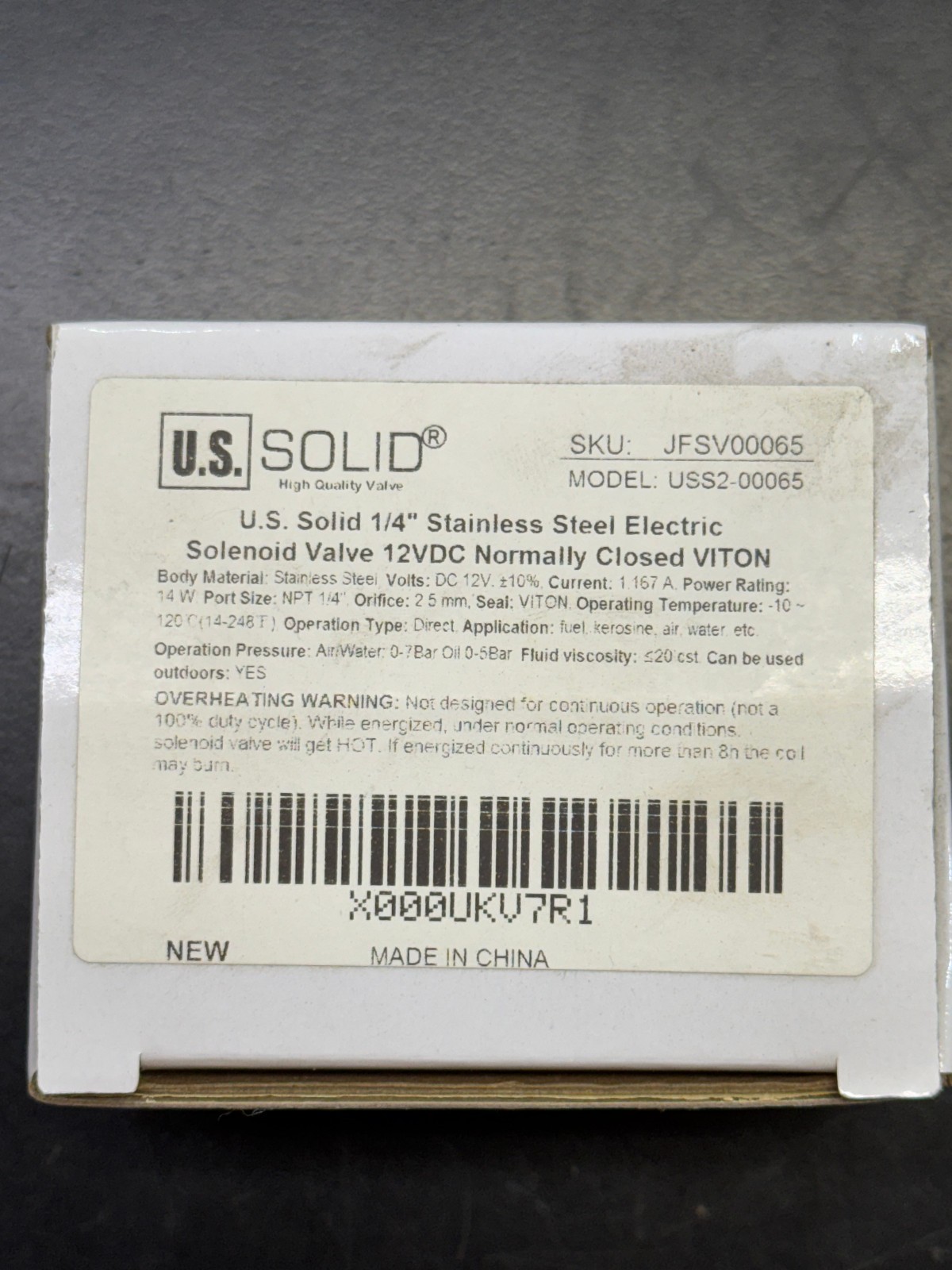 U.S Solid 1/4″ stainless steel electric solenoid valve 12 vdc