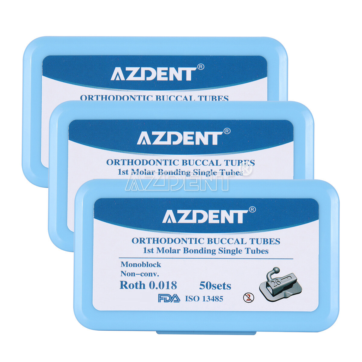 50Sets AZDENT Dental Ortho Buccal Tubes 1st 2nd Molar Roth 022 /018 Bondable