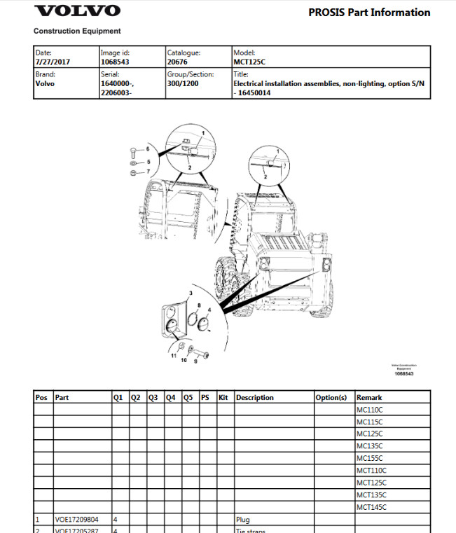 Volvo MCT135C Skid Steer Loader Service Repair Manual Parts Catalog Construction