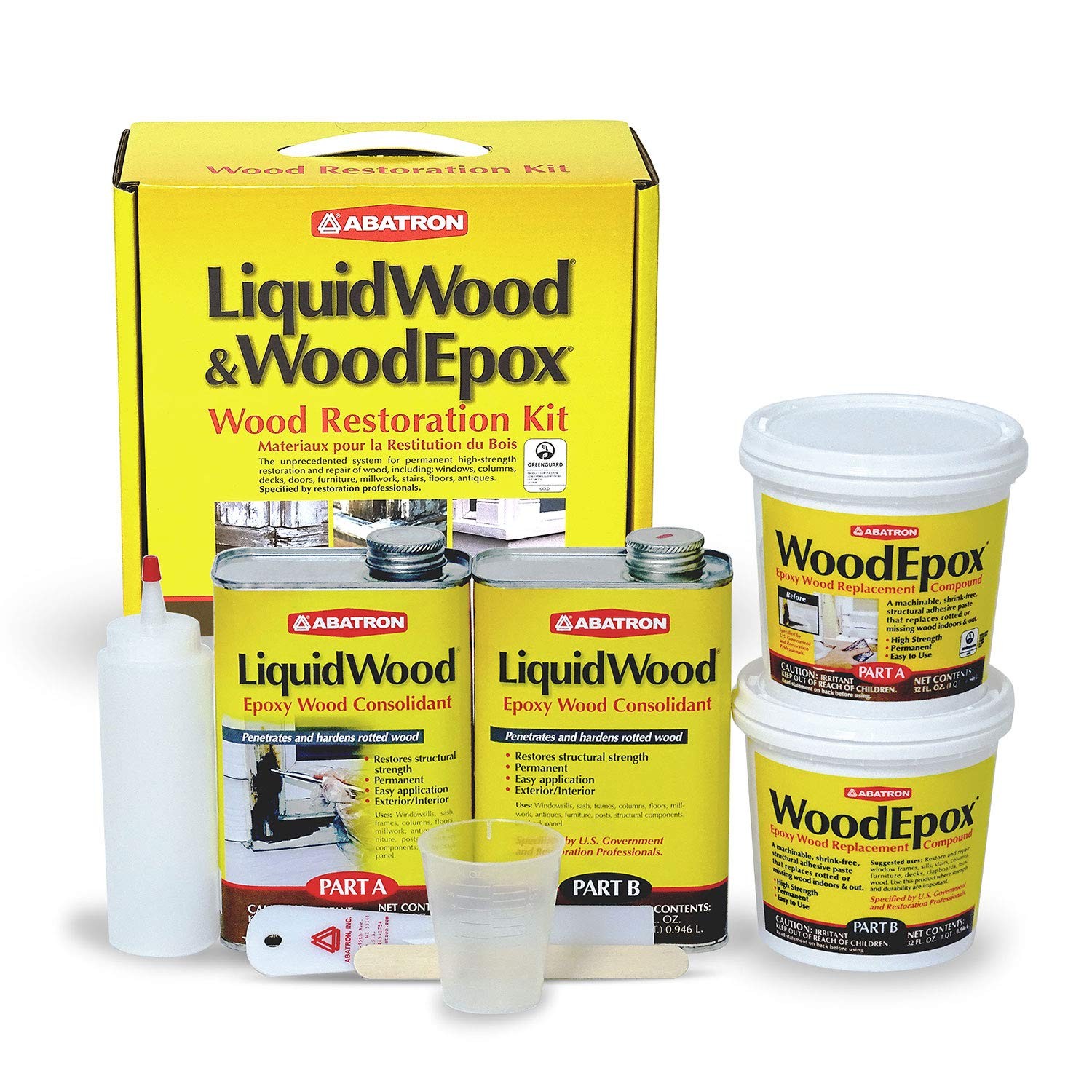Abatron Wood Restoration Kit – 4 Quart – Includes LiquidWood Epoxy Resin Wood