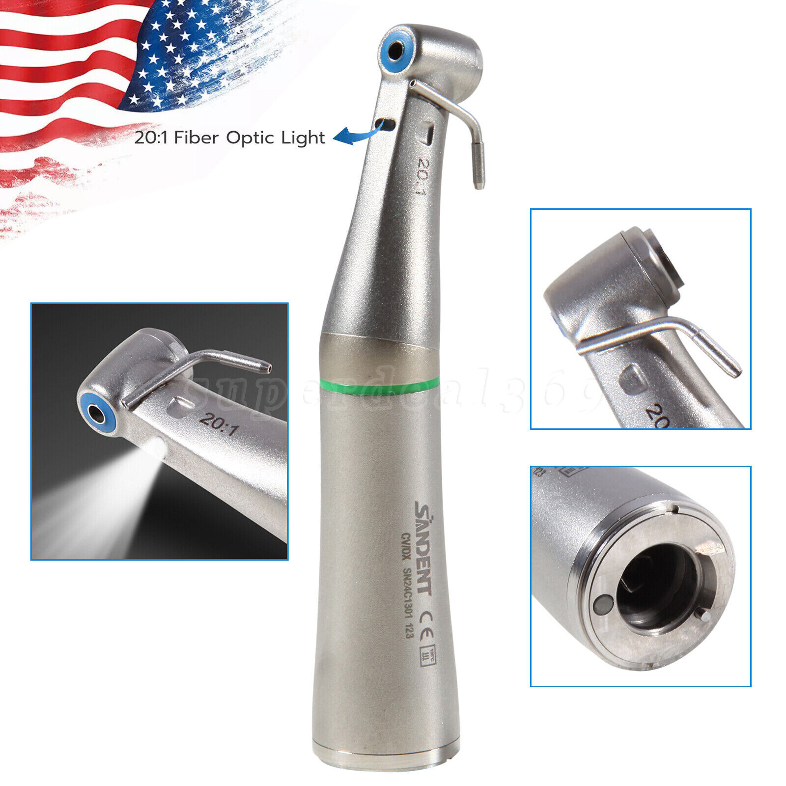 10 Pcs Dental 20:1 Implant Handpiece Contra Angle Fiber Optic 75Ncm NSK Ti Max