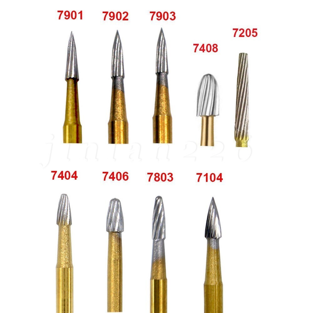 10x Dental Trimming Finishing Polishing Gold Carbide Bur High Speed FG 1.6mm