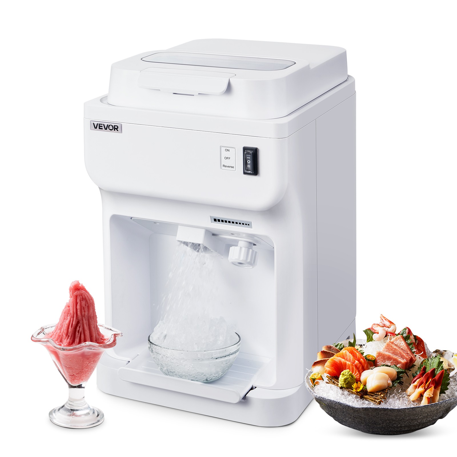 VEVOR Commercial Ice Shaver 220LBS/H Electric Snow Cone Maker Ice Crusher White