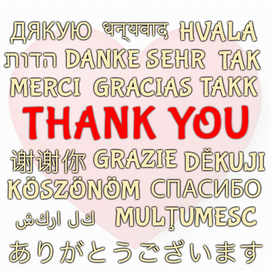 (10x) GLOBAL THANK YOU Stickers 18 Different Languages, International Shipping