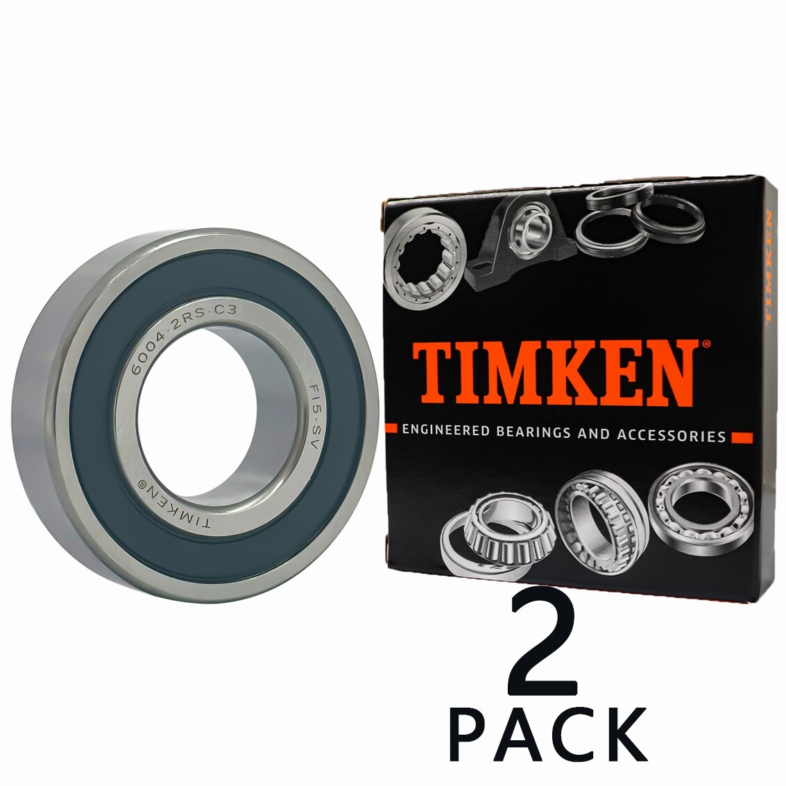 2PACK USA Brand TIMKEN 6004-2RS C3 20X42X12MM C3 Double Rubber Seal Bearings