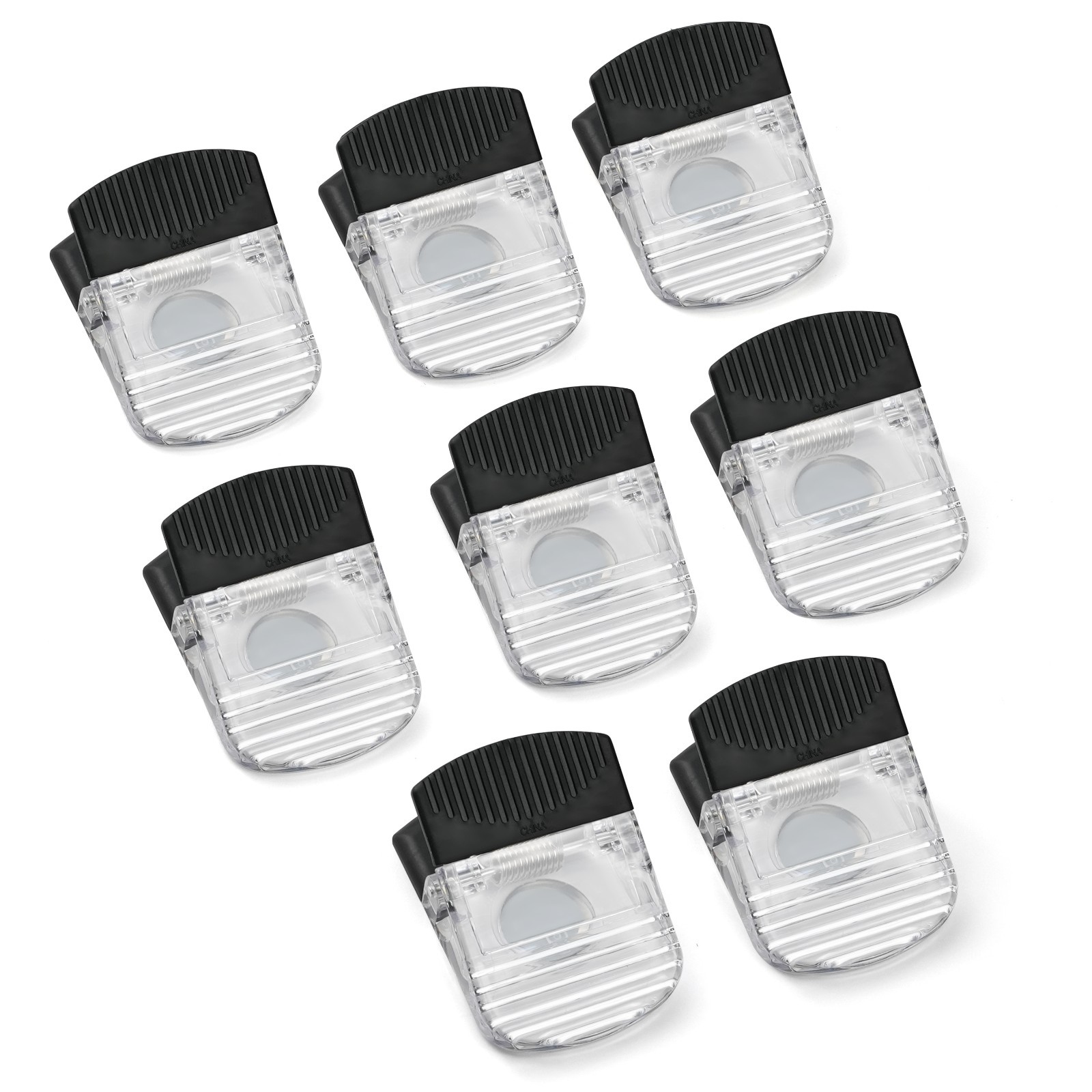 Large Clear 2 Inch Magnetic Office, Paper and Bag Clips, 8-Pack
