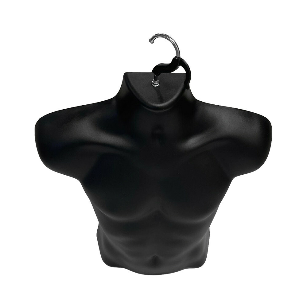 Male Molded Black Hanging T-Shirt Form Body Mannequin Torso Display, 23″H