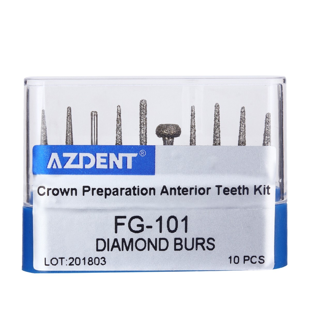 10Pc Dental FG Diamond Burs Kit FG-101 For Crown & Bridge Preparation Anterior