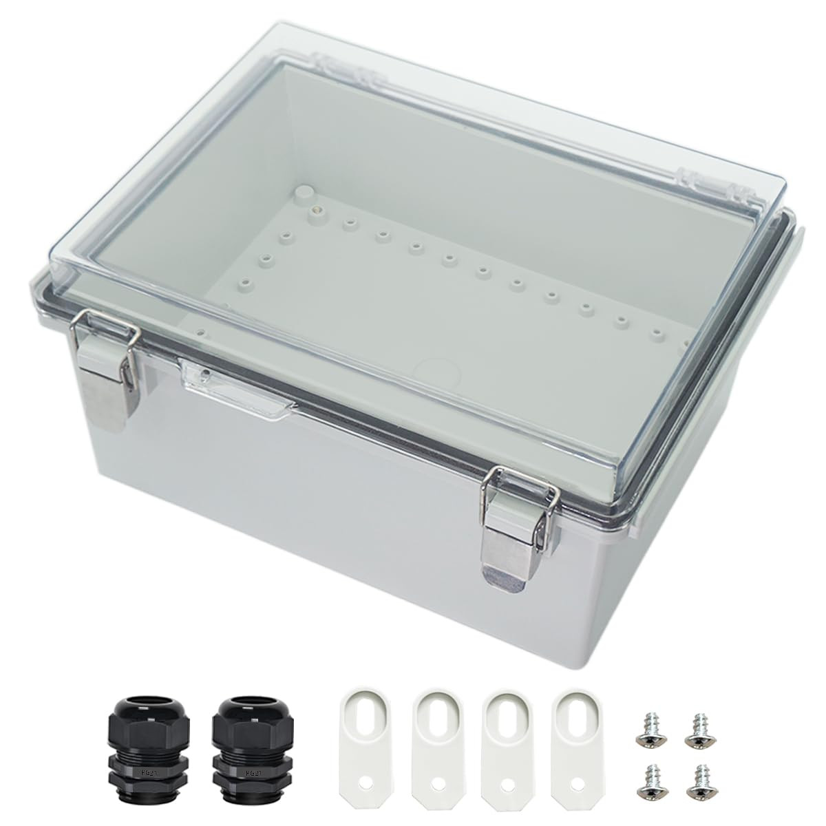 Waterproof IP67 Junction Box – Dustproof ABS Enclosure with Hinged Shell, 13.8×9