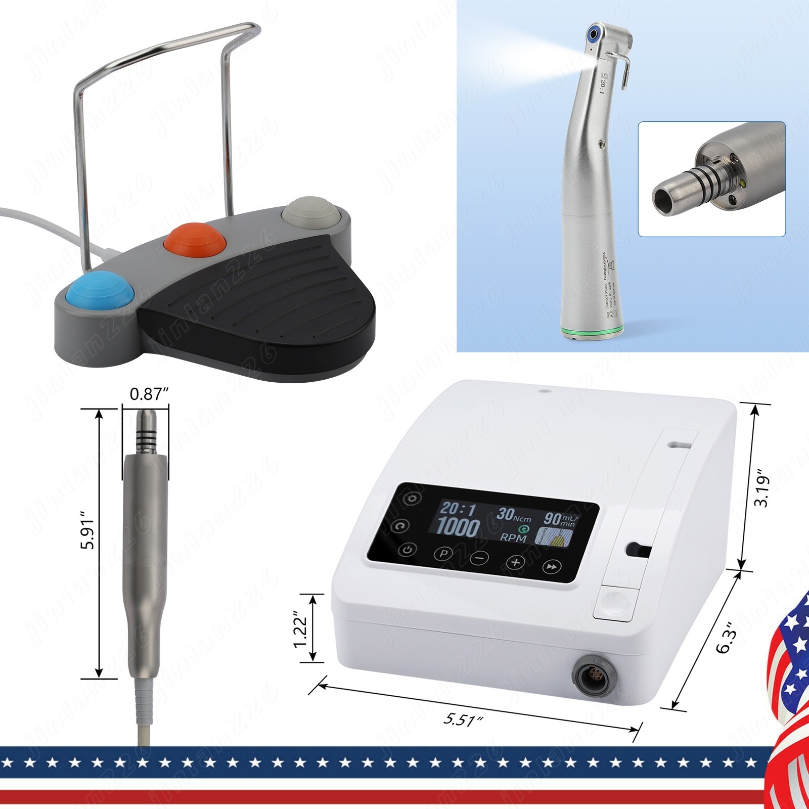 Mini Dental Implant Motor Surgical System Brushless Motor 20:1 LED Contra Angle