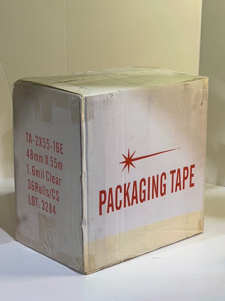 Case of 36 Packaging Tape Rolls 2″ x 55 Yards 1.6mil Clear Adhesive TA-2X55-16E
