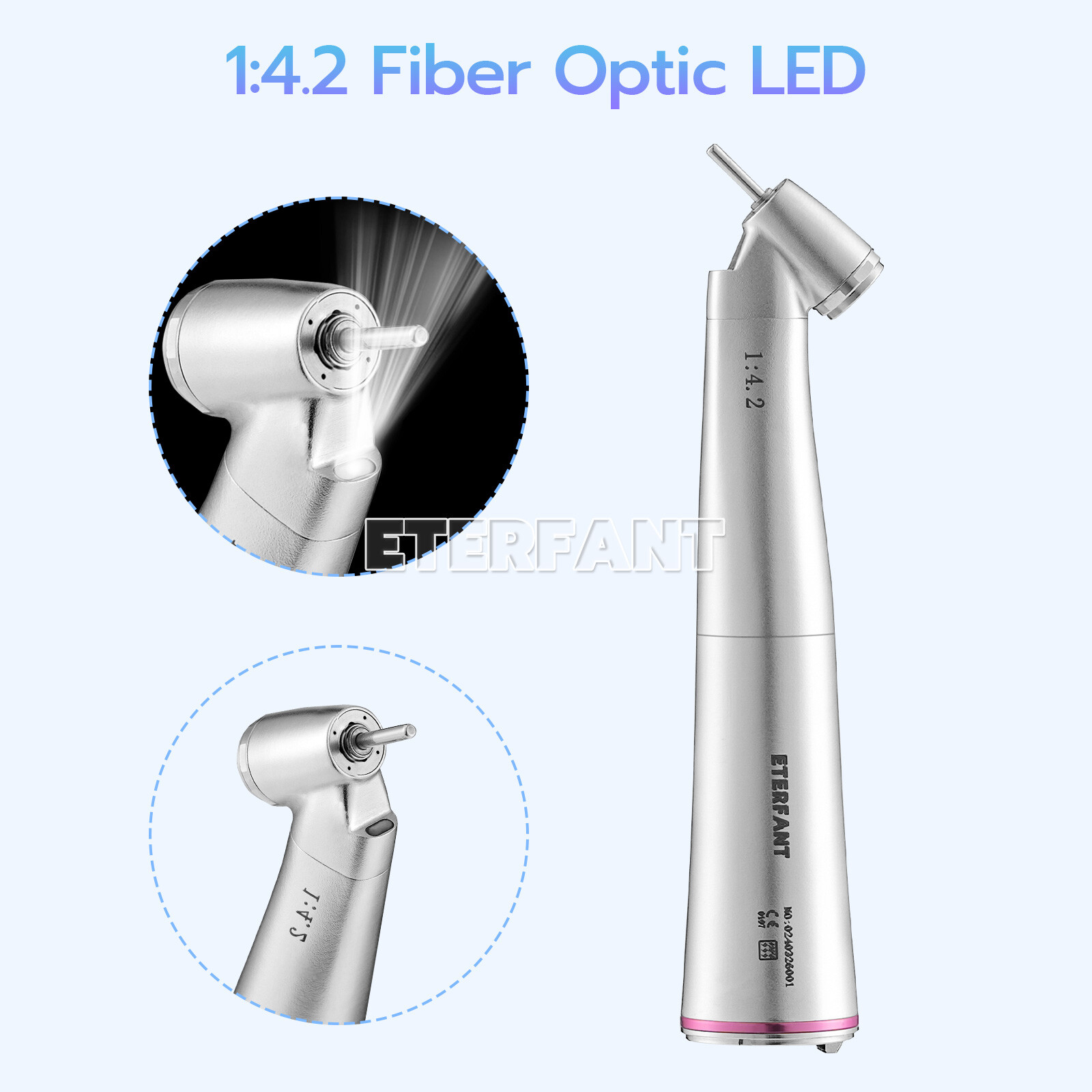 ENTERFANT Dental 1:1/1:4.2/20:1LED Fiber Optic Contra Angle Increasing Handpiece