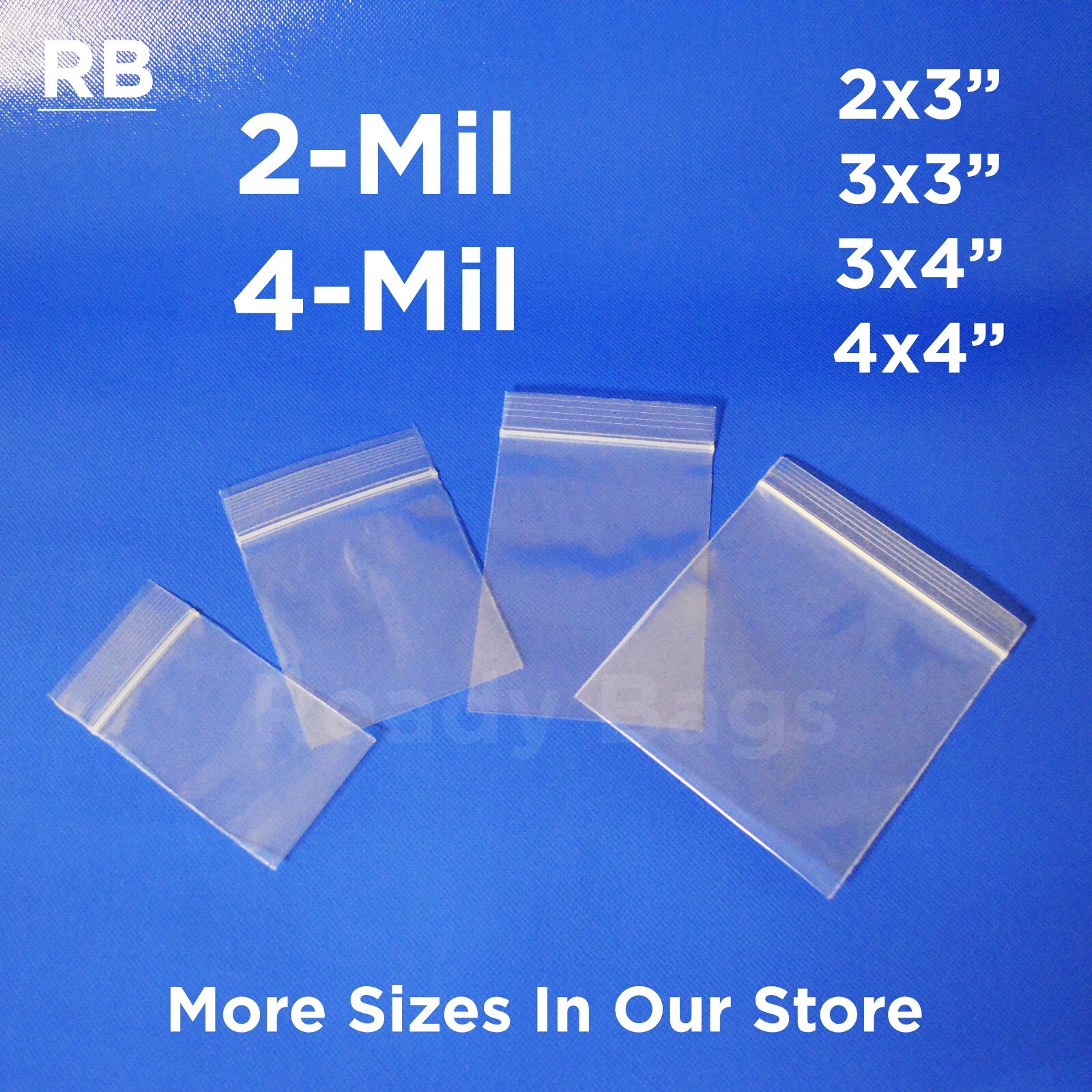 Clear Plastic 2×3 3×3 3×4 4×4 Zip Lock Bags 2Mil Reclosable 4Mil Jewelry Baggies