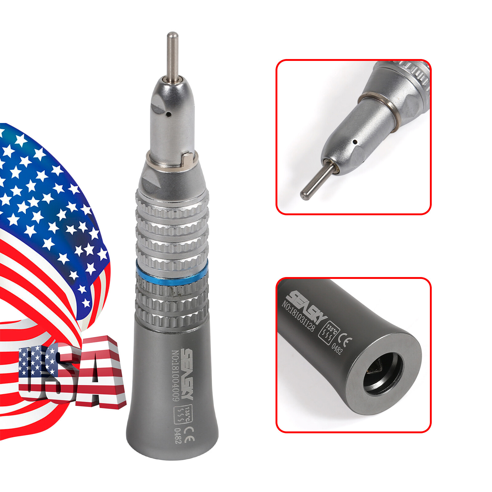 Dental NEW Latch Contra Angle Handpiece Straight Air Motor 2Hole CE#